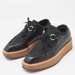 Pre Owned Stella McCartney Black Suede And Faux Leather Lace Up Sneakers Size 36.5