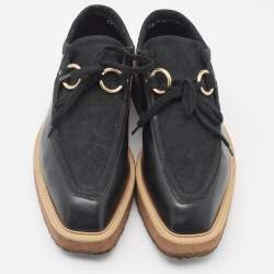 Pre Owned Stella McCartney Black Suede And Faux Leather Lace Up Sneakers Size 36.5