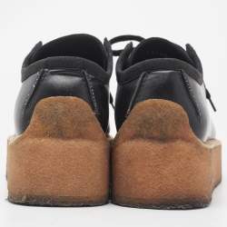 Pre Owned Stella McCartney Black Suede And Faux Leather Lace Up Sneakers Size 36.5