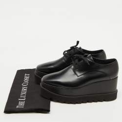 Pre Owned Stella McCartney Black Faux Leather Elyse Platform Derby Sneakers Size 38