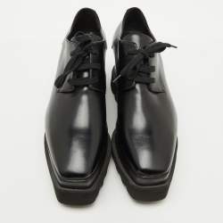 Pre Owned Stella McCartney Black Faux Leather Elyse Platform Derby Sneakers Size 38