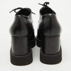 Pre Owned Stella McCartney Black Faux Leather Elyse Platform Derby Sneakers Size 38