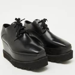 Pre Owned Stella McCartney Black Faux Leather Elyse Platform Derby Sneakers Size 38