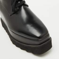 Pre Owned Stella McCartney Black Faux Leather Elyse Platform Derby Sneakers Size 38