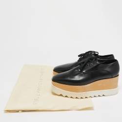 Stella McCartney Black Faux Leather Elyse Platform Derby Sneakers Size 41