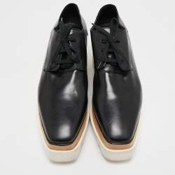 Stella McCartney Black Faux Leather Elyse Platform Derby Sneakers Size 41