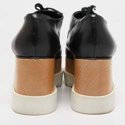 Stella McCartney Black Faux Leather Elyse Platform Derby Sneakers Size 41
