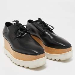 Stella McCartney Black Faux Leather Elyse Platform Derby Sneakers Size 41