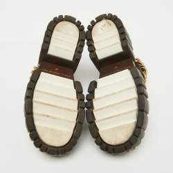 Pre Owned Stella McCartney Black Faux Leather Chain Falabella Platform Sandals Size 37