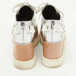 Stella McCartney Silver/White Faux Leather Elyse Star Platform Derby Sneakers Size 36