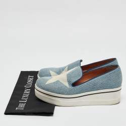 Pre Owned Stella McCartney Blue Denim Binx Star Platform Slip On Sneakers Size 38