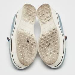 Pre Owned Stella McCartney Blue Denim Binx Star Platform Slip On Sneakers Size 38