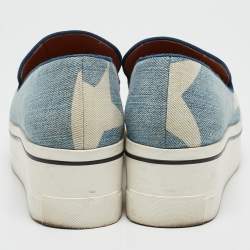 Pre Owned Stella McCartney Blue Denim Binx Star Platform Slip On Sneakers Size 38