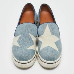 Pre Owned Stella McCartney Blue Denim Binx Star Platform Slip On Sneakers Size 38