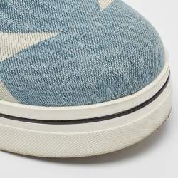Pre Owned Stella McCartney Blue Denim Binx Star Platform Slip On Sneakers Size 38