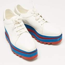 Stella McCartney White Faux Leather Elyse Platform Sneakers Size 37