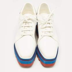 Stella McCartney White Faux Leather Elyse Platform Sneakers Size 37