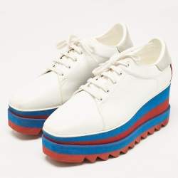 Stella McCartney White Faux Leather Elyse Platform Sneakers Size 37