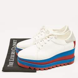 Stella McCartney White Faux Leather Elyse Platform Sneakers Size 37