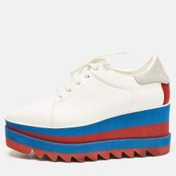 Stella McCartney White Faux Leather Elyse Platform Sneakers Size 37
