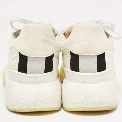 Stella McCartney White Fabric and Faux Suede Eclypse Low Top Sneakers Size 40