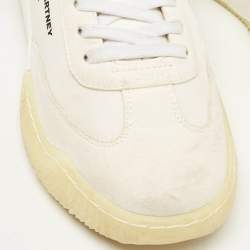 Stella McCartney White Fabric and Faux Suede Eclypse Low Top Sneakers Size 40