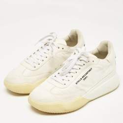 Stella McCartney White Fabric and Faux Suede Eclypse Low Top Sneakers Size 40