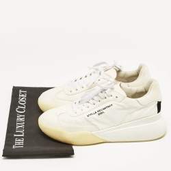 Stella McCartney White Fabric and Faux Suede Eclypse Low Top Sneakers Size 40