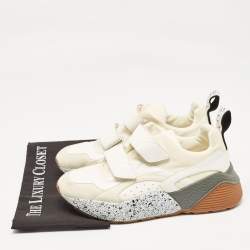 Stella McCartney White Faux Leather and Faux Suede Eclypse Sneakers Size 40
