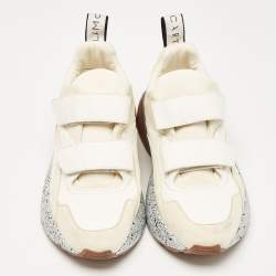 Stella McCartney White Faux Leather and Faux Suede Eclypse Sneakers Size 40