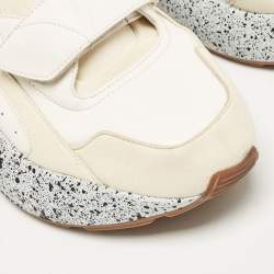 Stella McCartney White Faux Leather and Faux Suede Eclypse Sneakers Size 40