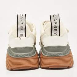 Stella McCartney White Faux Leather and Faux Suede Eclypse Sneakers Size 40