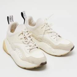 Stella McCartney Off White Faux Leather and Faux Suede Eclypse Lace Up Sneakers Size 38