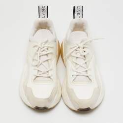 Stella McCartney Off White Faux Leather and Faux Suede Eclypse Lace Up Sneakers Size 38