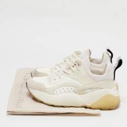Stella McCartney Off White Faux Leather and Faux Suede Eclypse Lace Up Sneakers Size 38