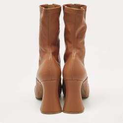 Stella McCartney Brown Faux Leather Groove Ankle Length Boots Size 38