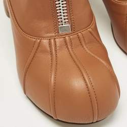 Stella McCartney Brown Faux Leather Groove Ankle Length Boots Size 38