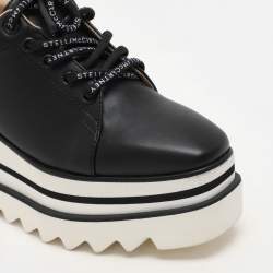 Pre Owned Stella McCartney Black Faux Leather Sneak-Elyse Derby Sneakers Size 35