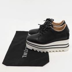 Pre Owned Stella McCartney Black Faux Leather Sneak-Elyse Derby Sneakers Size 35