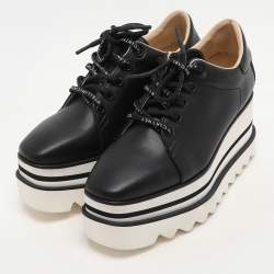 Pre Owned Stella McCartney Black Faux Leather Sneak-Elyse Derby Sneakers Size 35