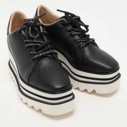 Pre Owned Stella McCartney Black Faux Leather Sneak-Elyse Derby Sneakers Size 35