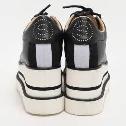 Pre Owned Stella McCartney Black Faux Leather Sneak-Elyse Derby Sneakers Size 35