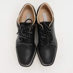 Pre Owned Stella McCartney Black Faux Leather Sneak-Elyse Derby Sneakers Size 35