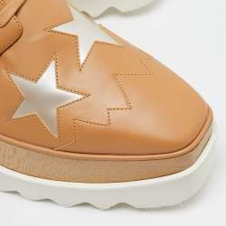 Stella McCartney Beige Faux Leather Elyse Star Platform Lace Up Derby Size 37.5
