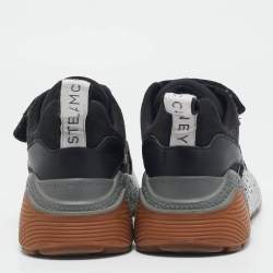 Stella McCartney Black Faux Leather and Faux Suede Eclypse Sneakers  Size 37
