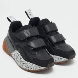 Stella McCartney Black Faux Leather and Faux Suede Eclypse Sneakers  Size 37