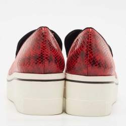 Pre Owned Stella McCartney Red/Black Faux Python Leather Creeper Platform Loafers Size 41