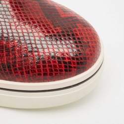 Pre Owned Stella McCartney Red/Black Faux Python Leather Creeper Platform Loafers Size 41