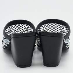 Stella McCartney Black Faux Leather and Mesh Slide Sandals Size 35