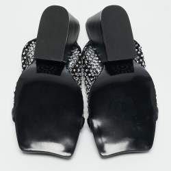 Stella McCartney Black Faux Leather and Mesh Slide Sandals Size 35